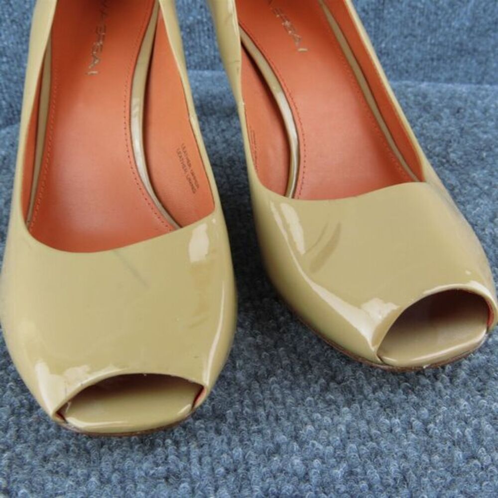 Via Spiga Women Peep Toe Heel Shoes‎ Beige Patent Leather Size 10.5 Medium - Picture 4 of 9